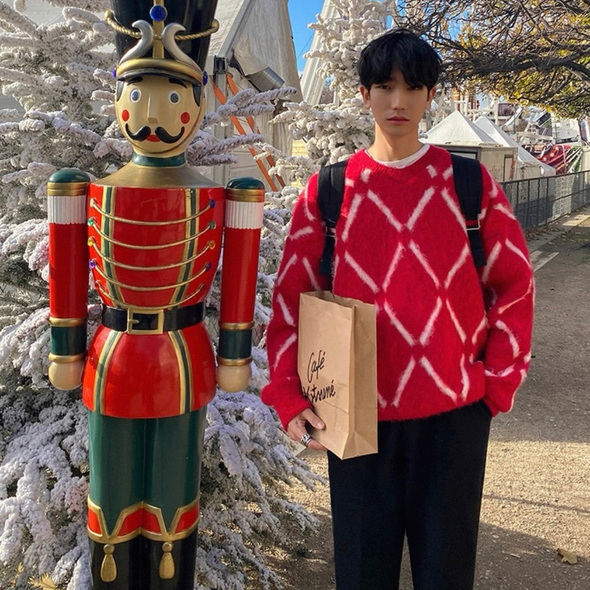 Plaid Knit Sweater for Couples