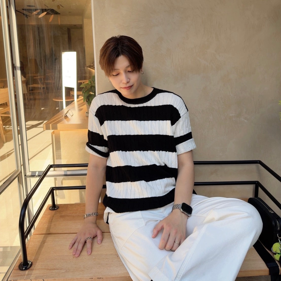 Retro Color Clash Knit Tee