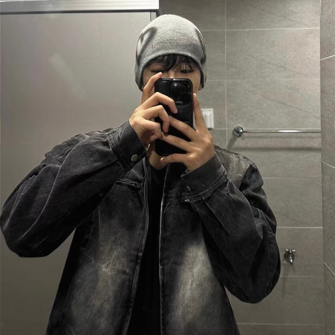 Vintage Wash Collarless Jacket