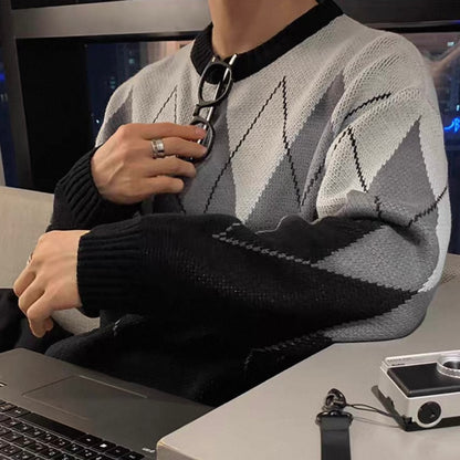 Plaid Peplum Knit Sweater