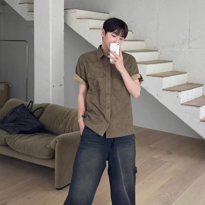 Retro Workwear Short-Sleeve Shirt