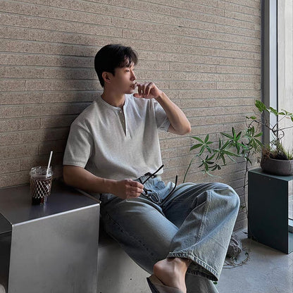 Waffle Texture Short-Sleeve T-Shirt