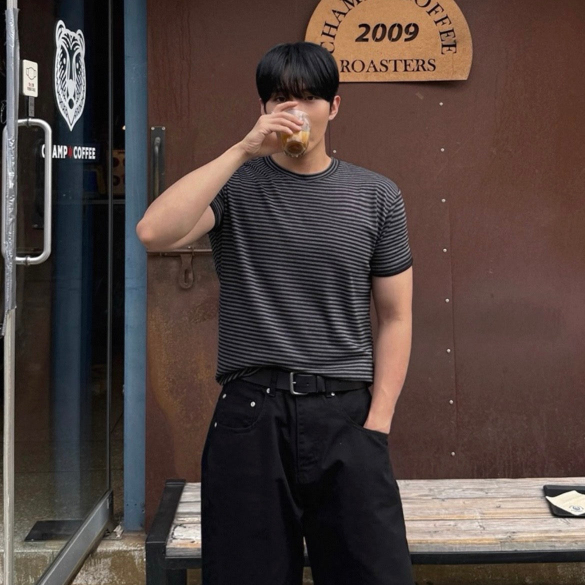 Korean Striped Cotton T-Shirt