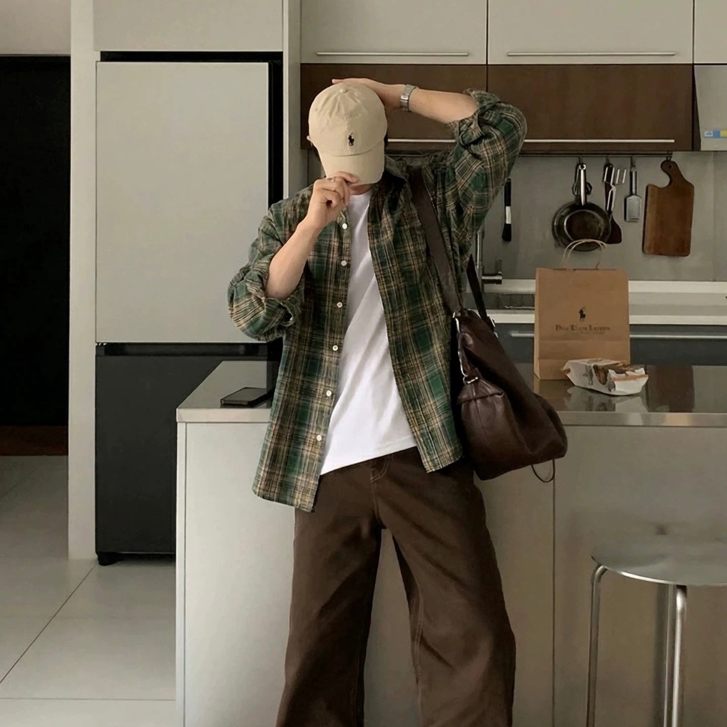 Retro Green Plaid Shirt