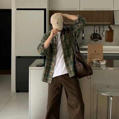 Retro Green Plaid Shirt