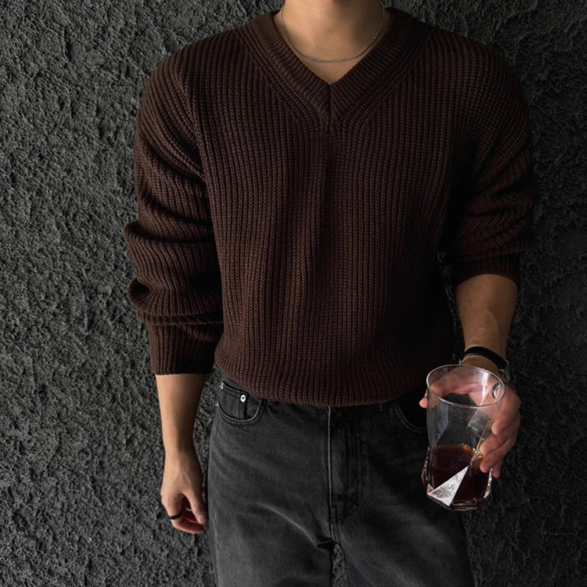 Men's V-Neck Knit Sweater