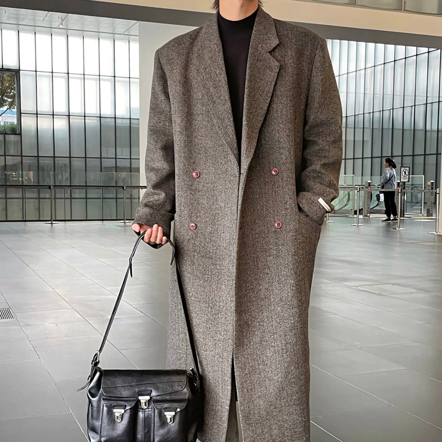 Double-breasted tweed coat