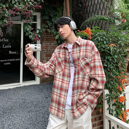 Korean Retro Style Check Shirt