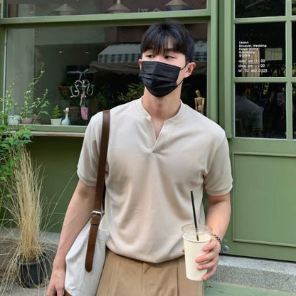 Korean V-Neck Cotton T-Shirt
