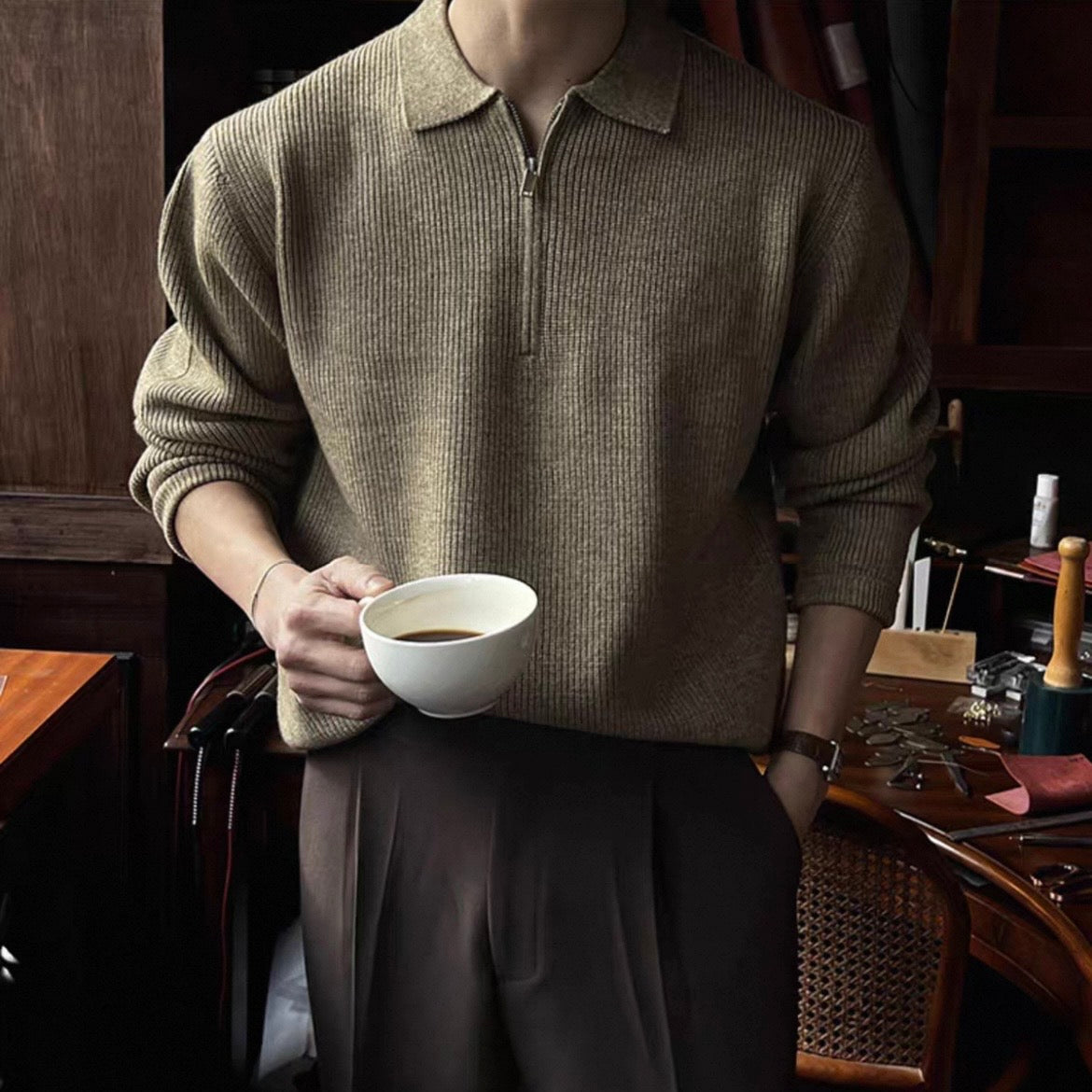 Lazy Half-Zip Knit Sweater