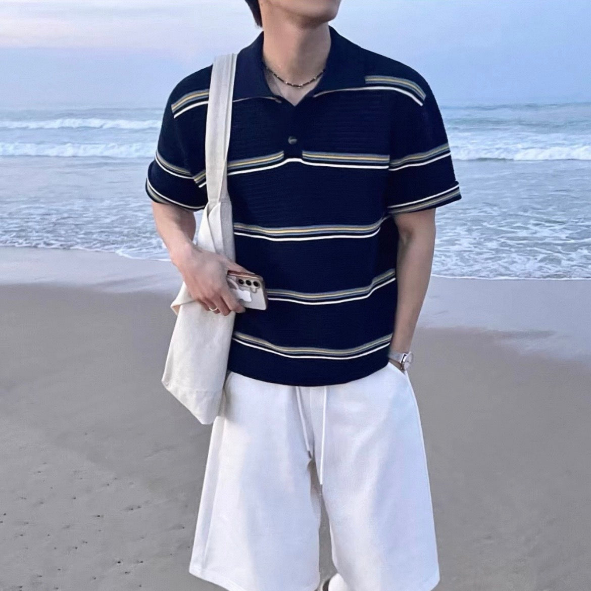Loose-Fit Color-Block Polo Shirt