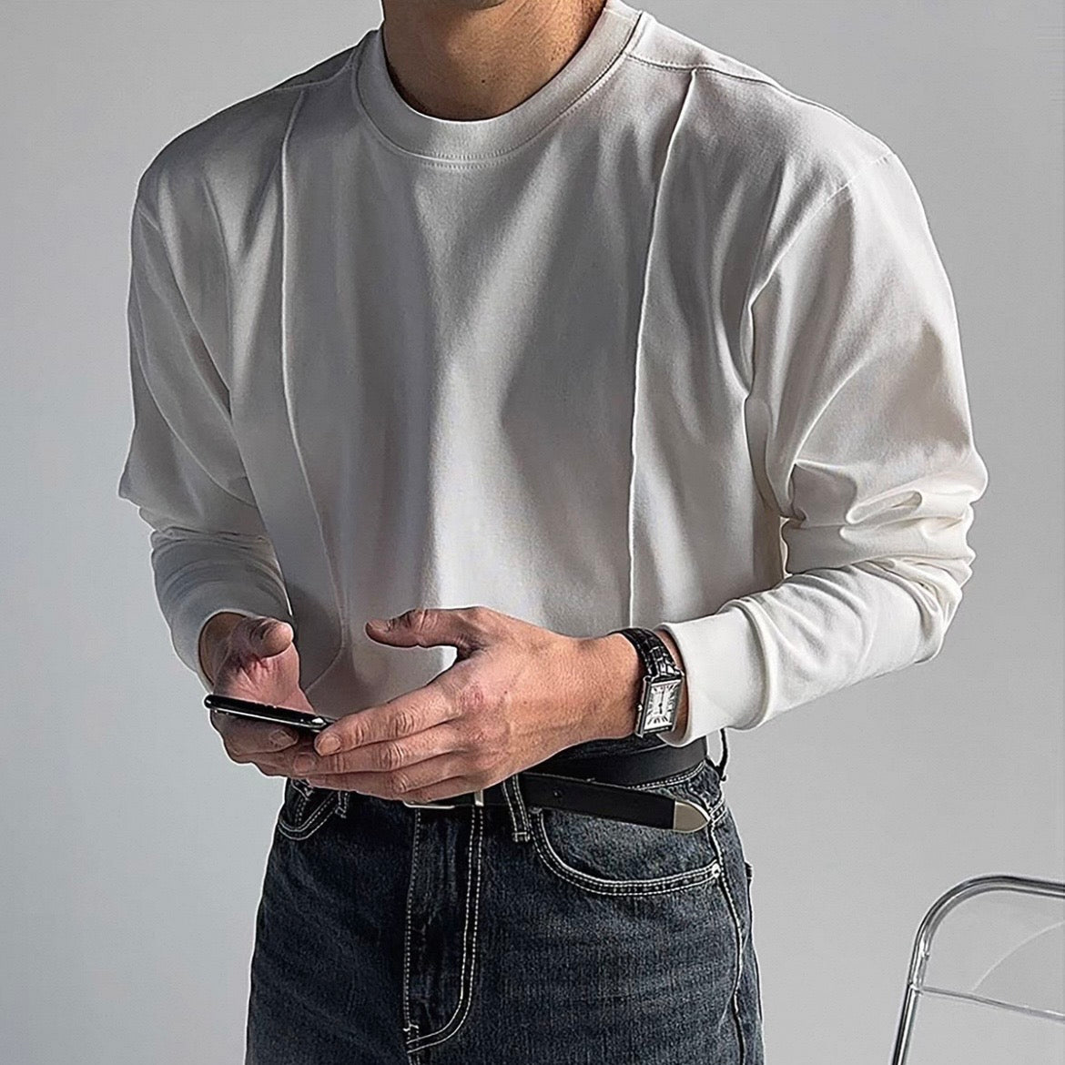 Minimal Line Long Sleeve T-Shirt