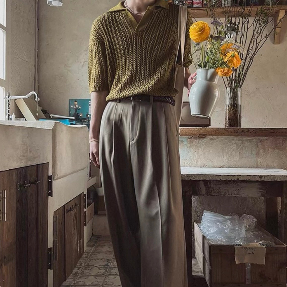 Vintage Cable-Knit T-Shirt