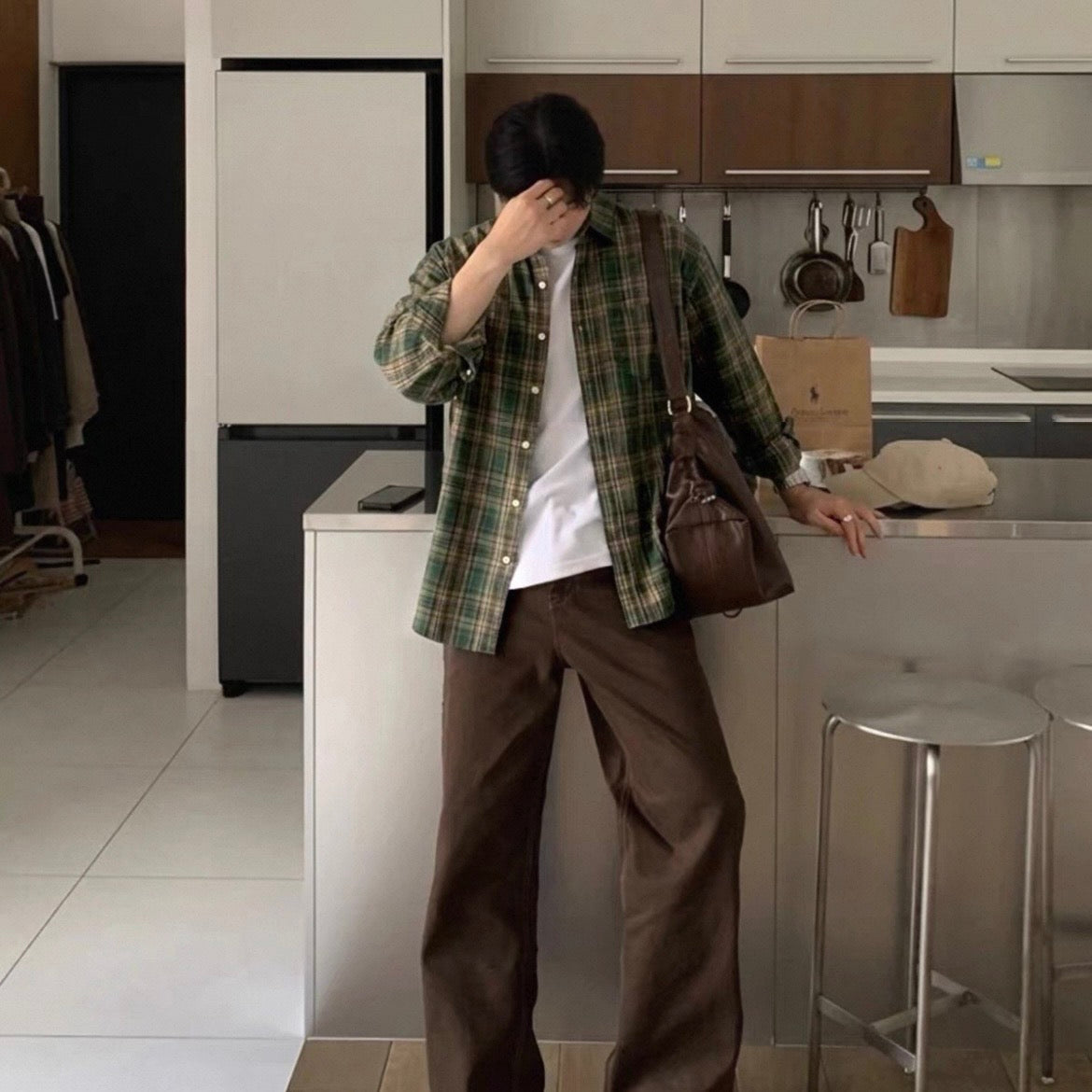 Retro Green Plaid Shirt