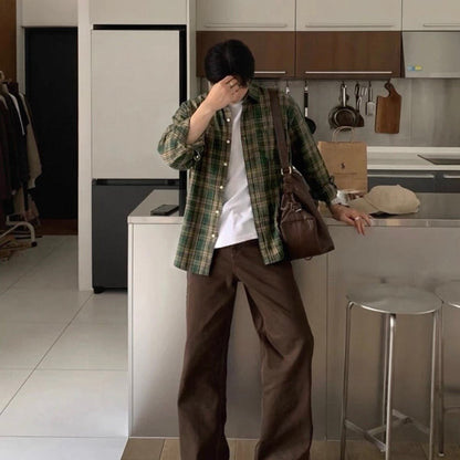 Retro Green Plaid Shirt