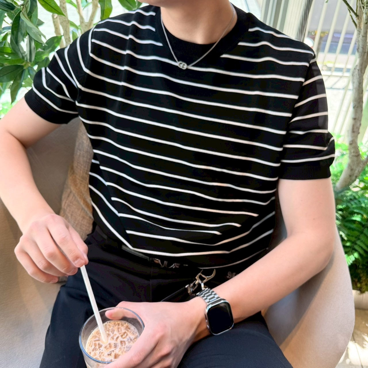 Loose Fit Black Striped Tee