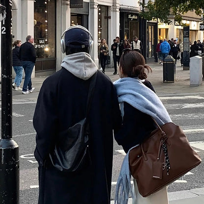 Knee-Length Wool Tweed Coat