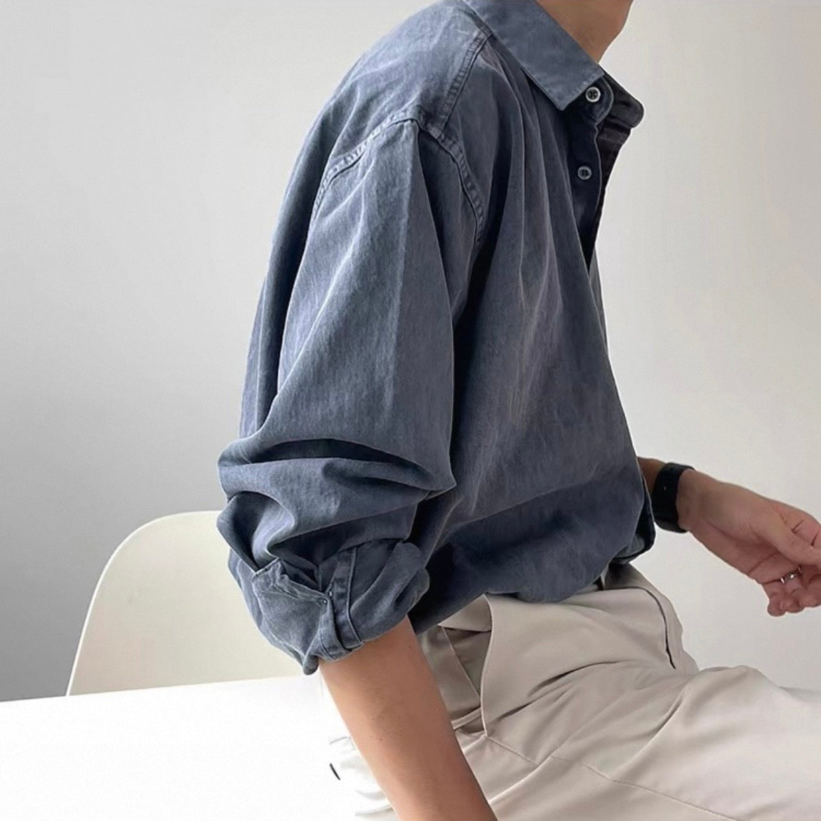 Korean Loose-Fit Denim Shirt