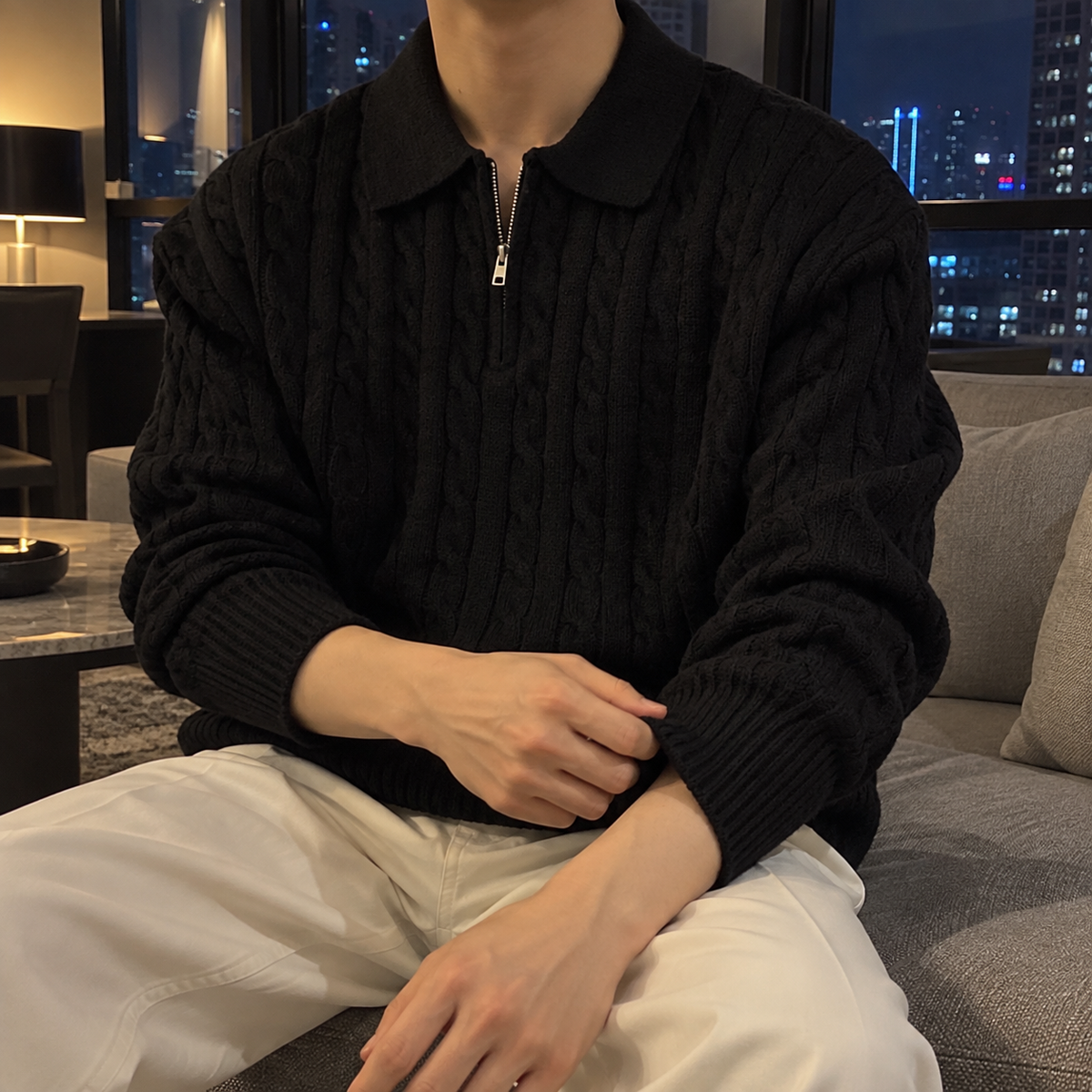 Model Zip Knit Sweater