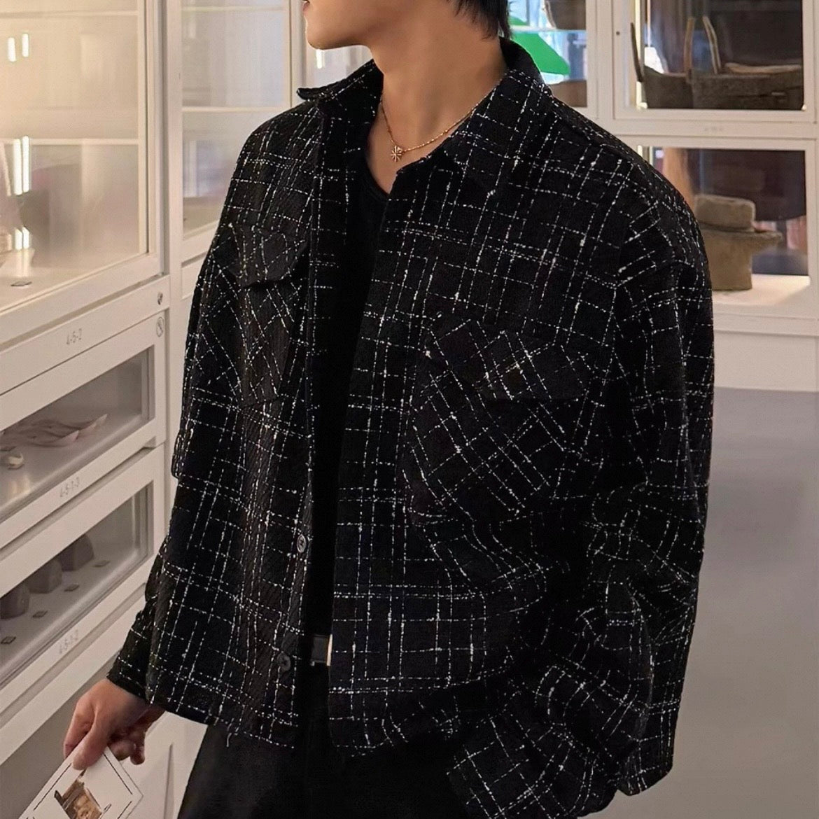 Black Check Tweed Jacket