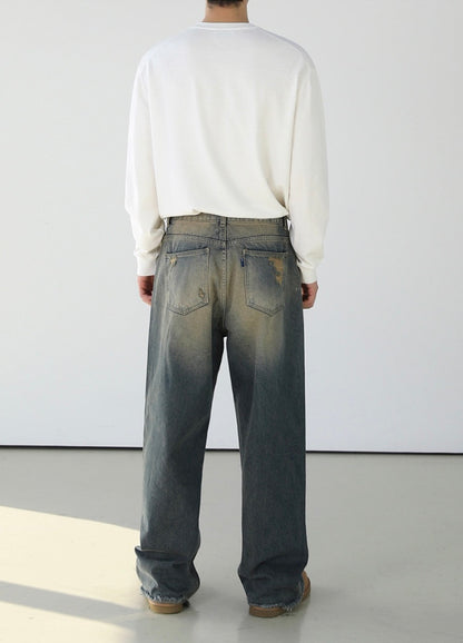 Washed Jeans Wide Pants