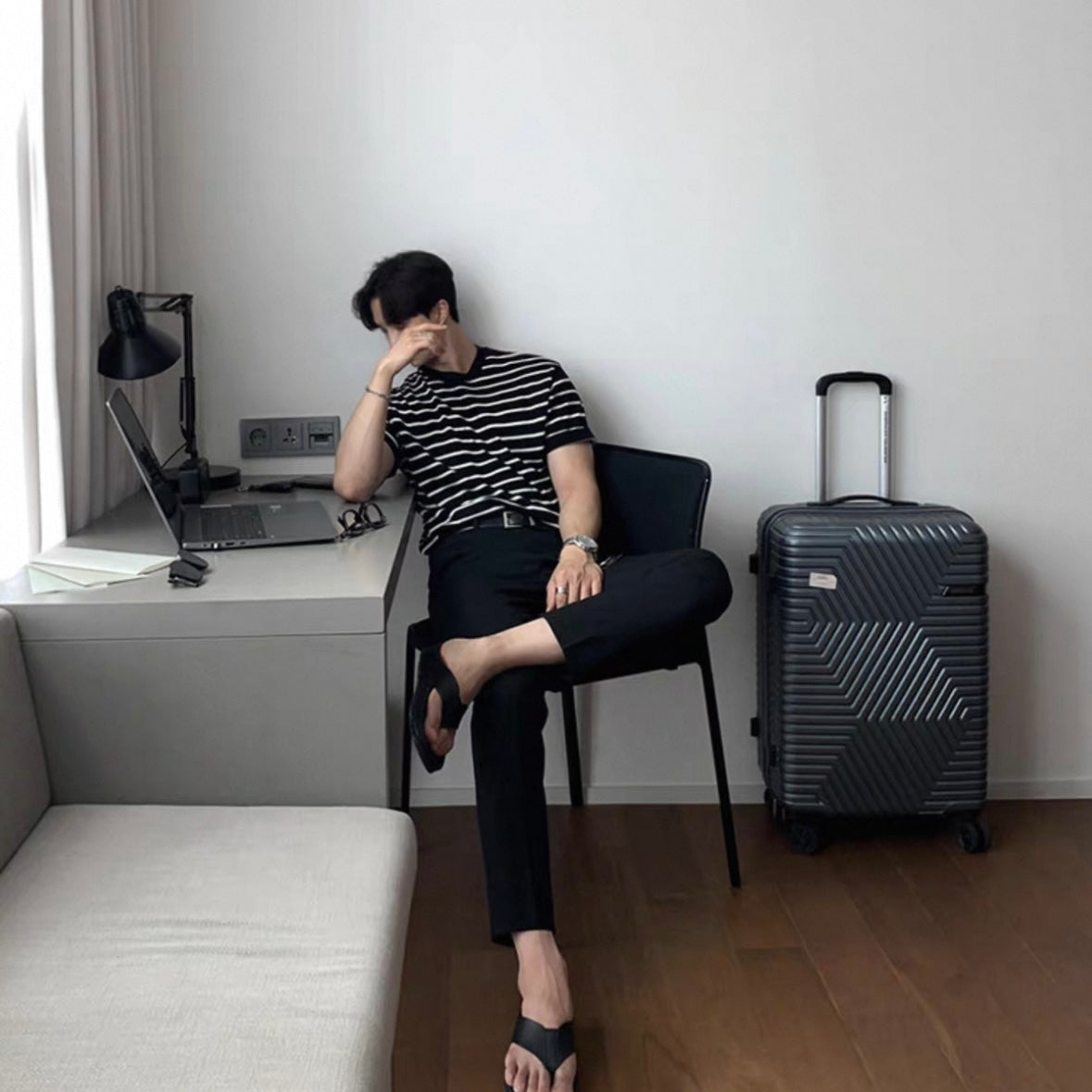 Loose Fit Black Striped Tee