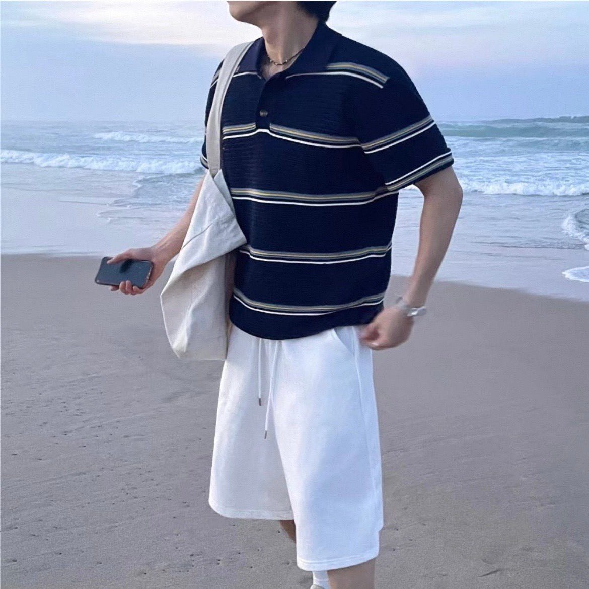 Loose-Fit Color-Block Polo Shirt