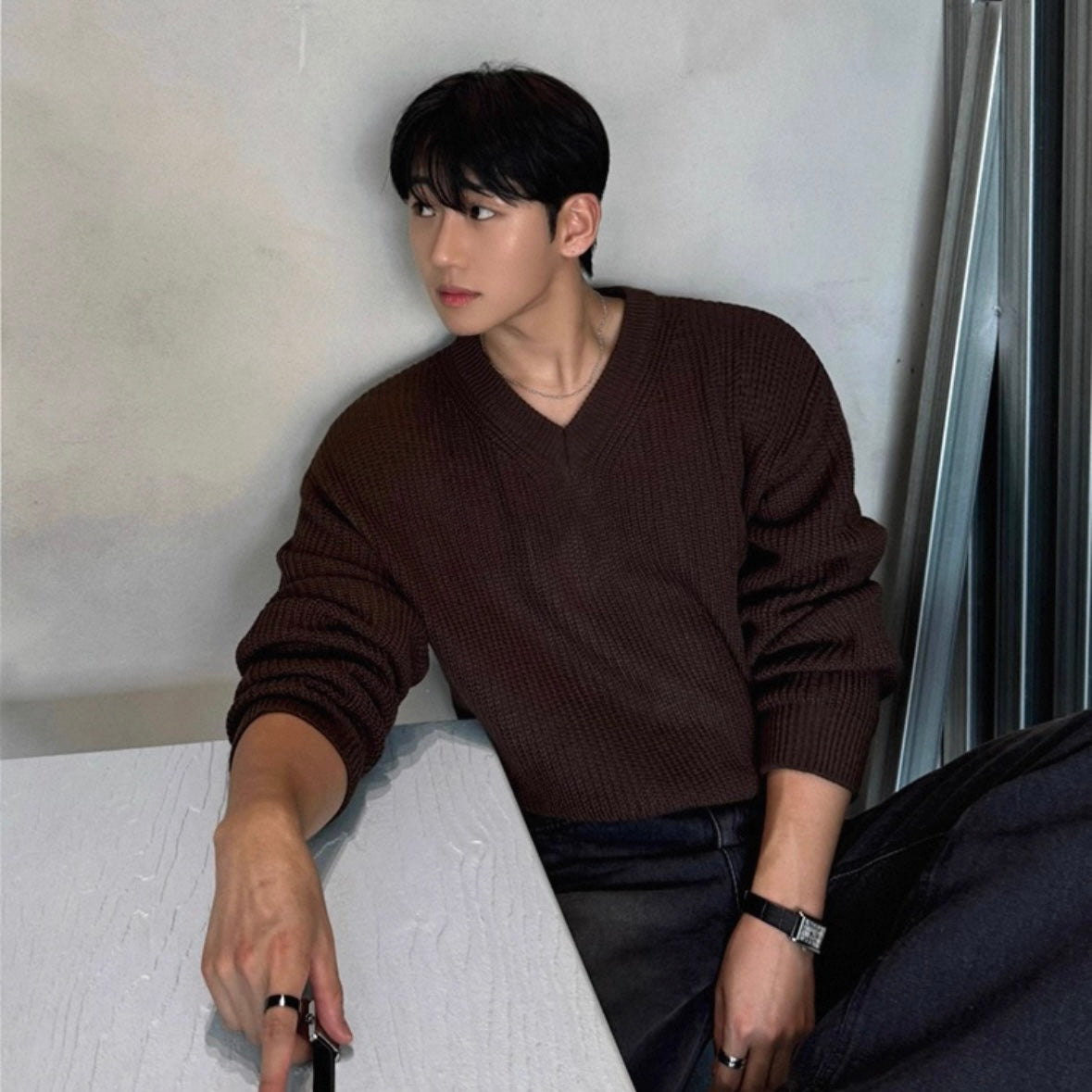 Men's V-Neck Knit Sweater