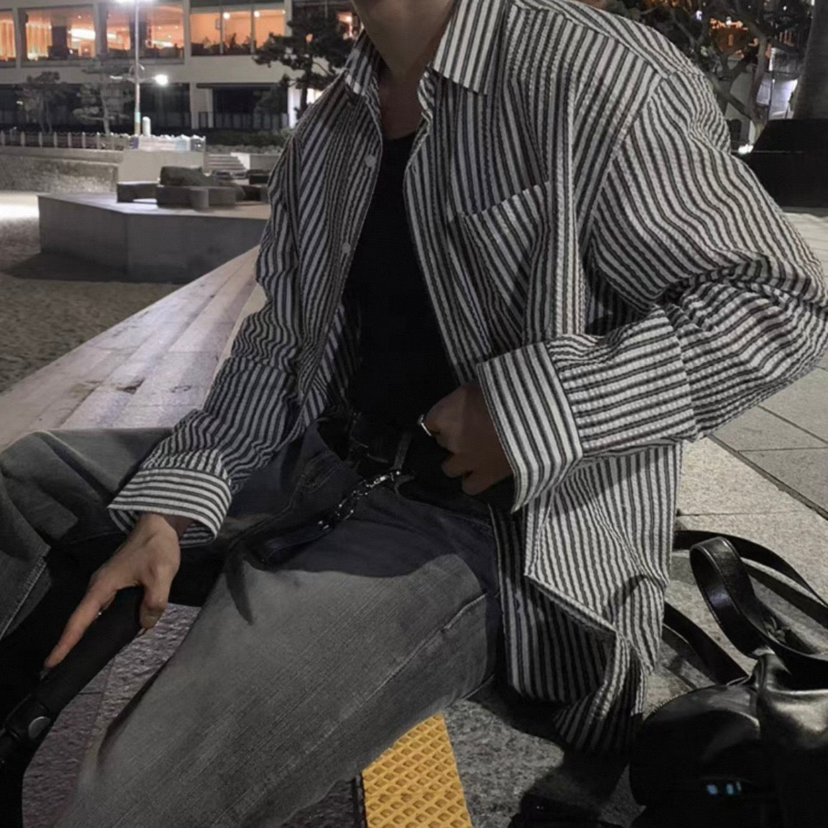 Oversized Striped Shirt Jacket