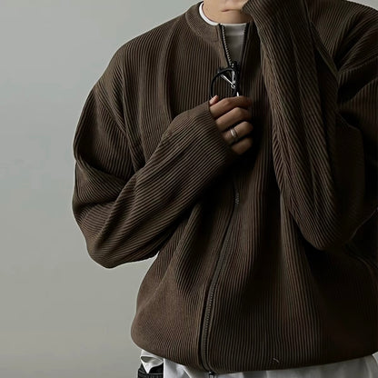 Ribbed Zip-Up Cardigan