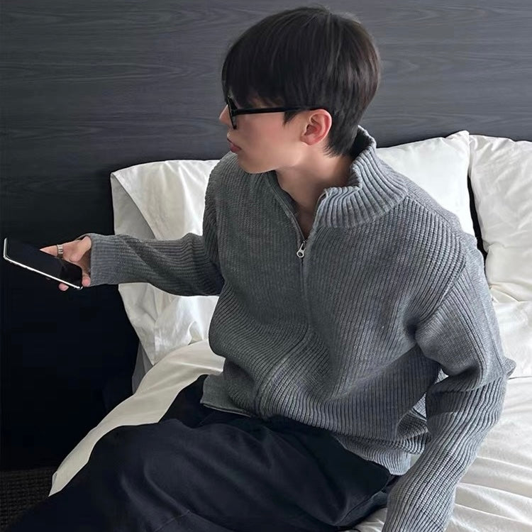 Ribbed Half Zip Knit