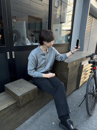 Lapel Twist Pattern Knit Sweater