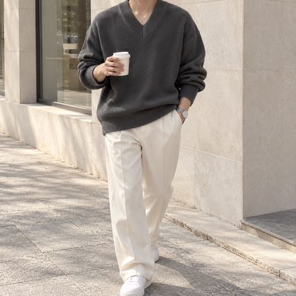 V-Neck Design Knit Sweater