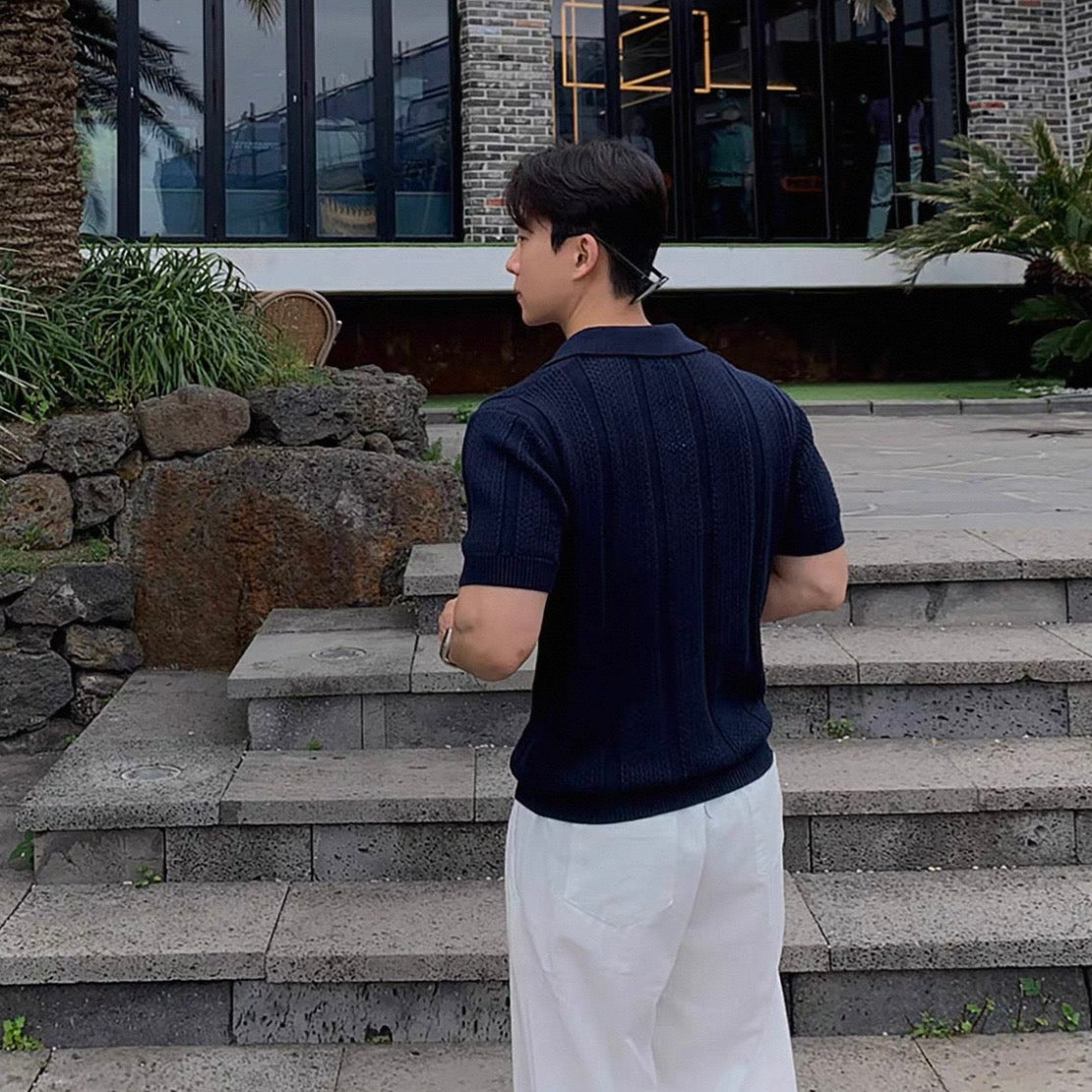 Breathable Knitted Polo T-Shirt