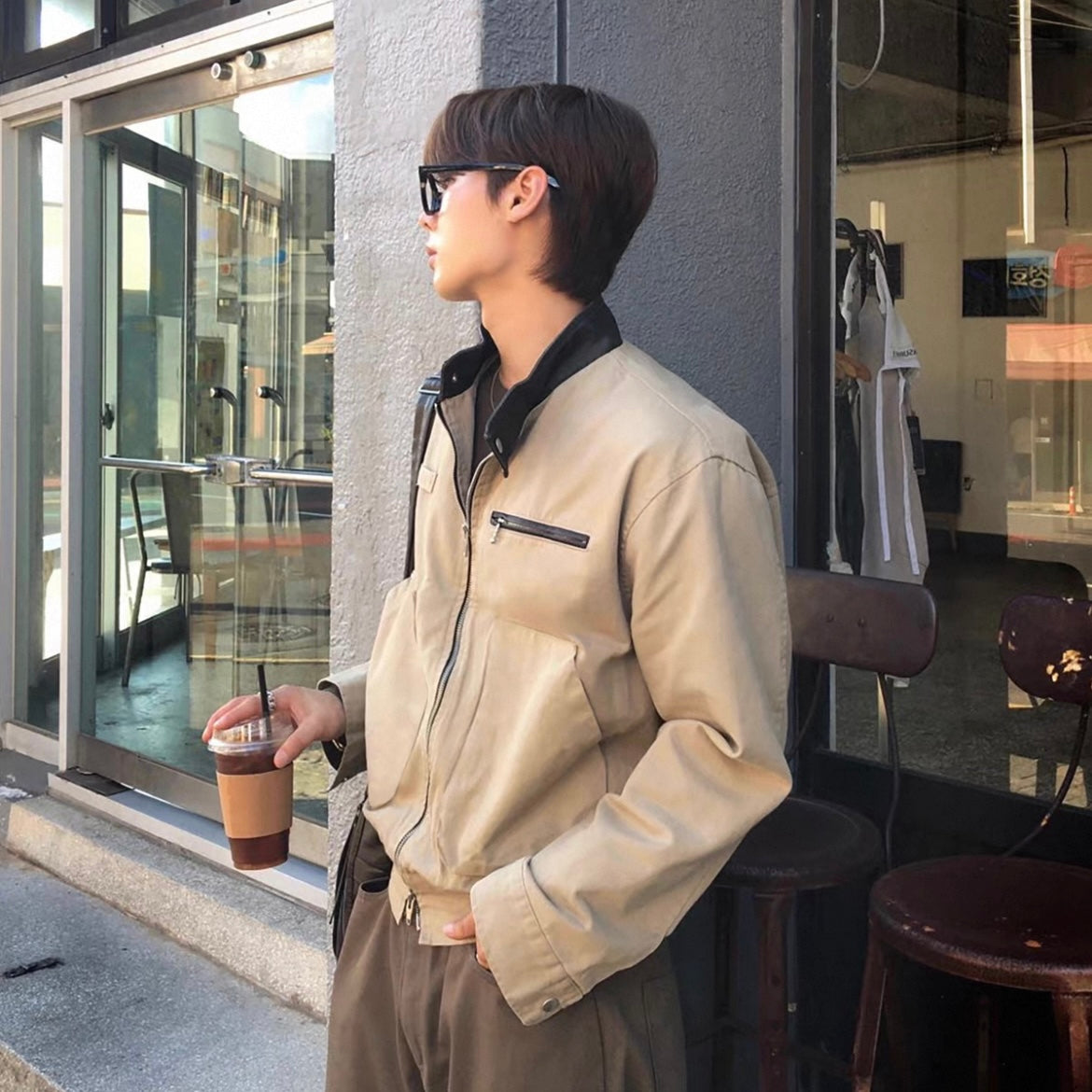 Vintage Spliced Jacket Tops