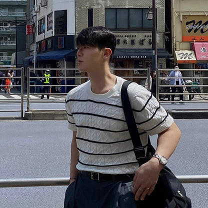 Casual Striped Knit T-shirt