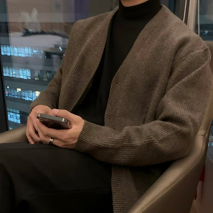 Relaxed V-Neck Knit Cardigan