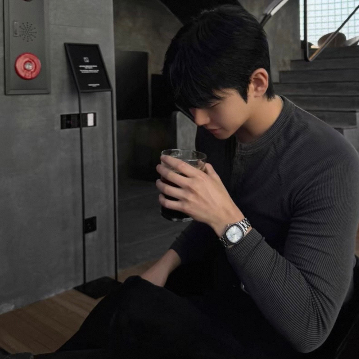 Muscle Fit Henley Neck Knit