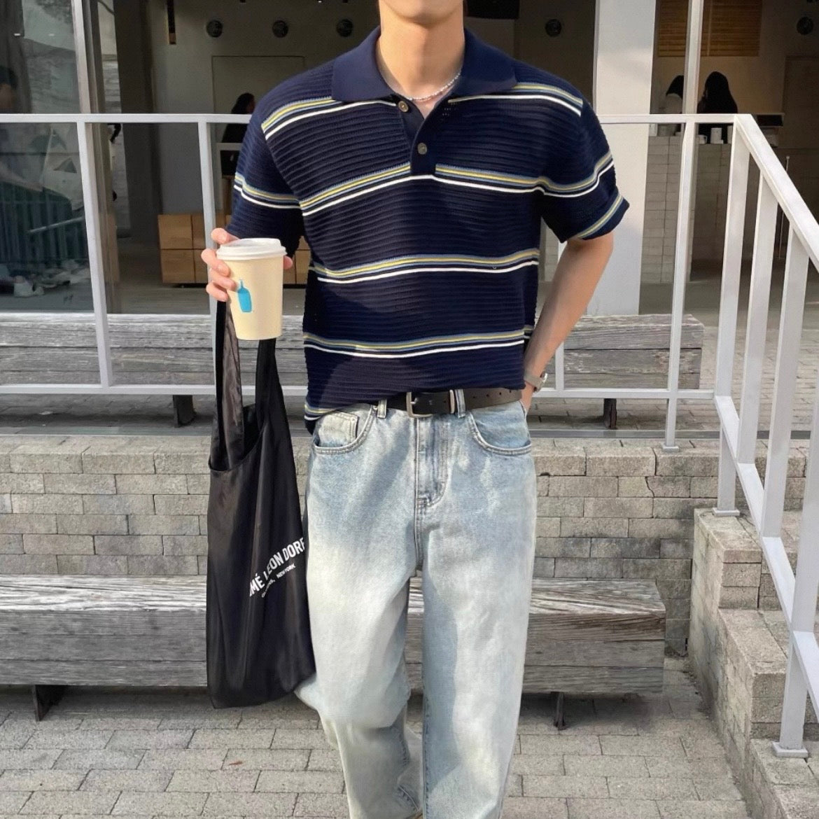 Loose-Fit Color-Block Polo Shirt