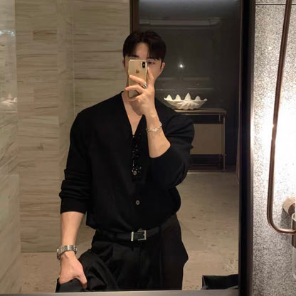 Korean Cozy V-Neck Knit Sweater