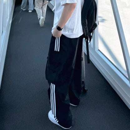 Striped Wide-Legged Casual Pants