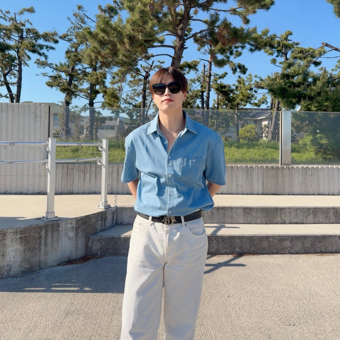 Retro Wash Denim Summer Shirt