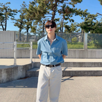 Retro Wash Denim Summer Shirt