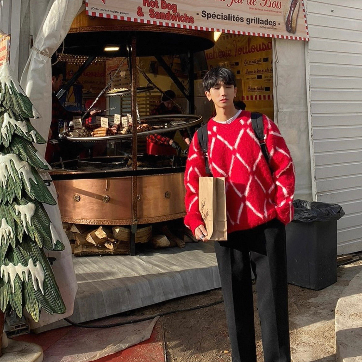 Plaid Knit Sweater for Couples