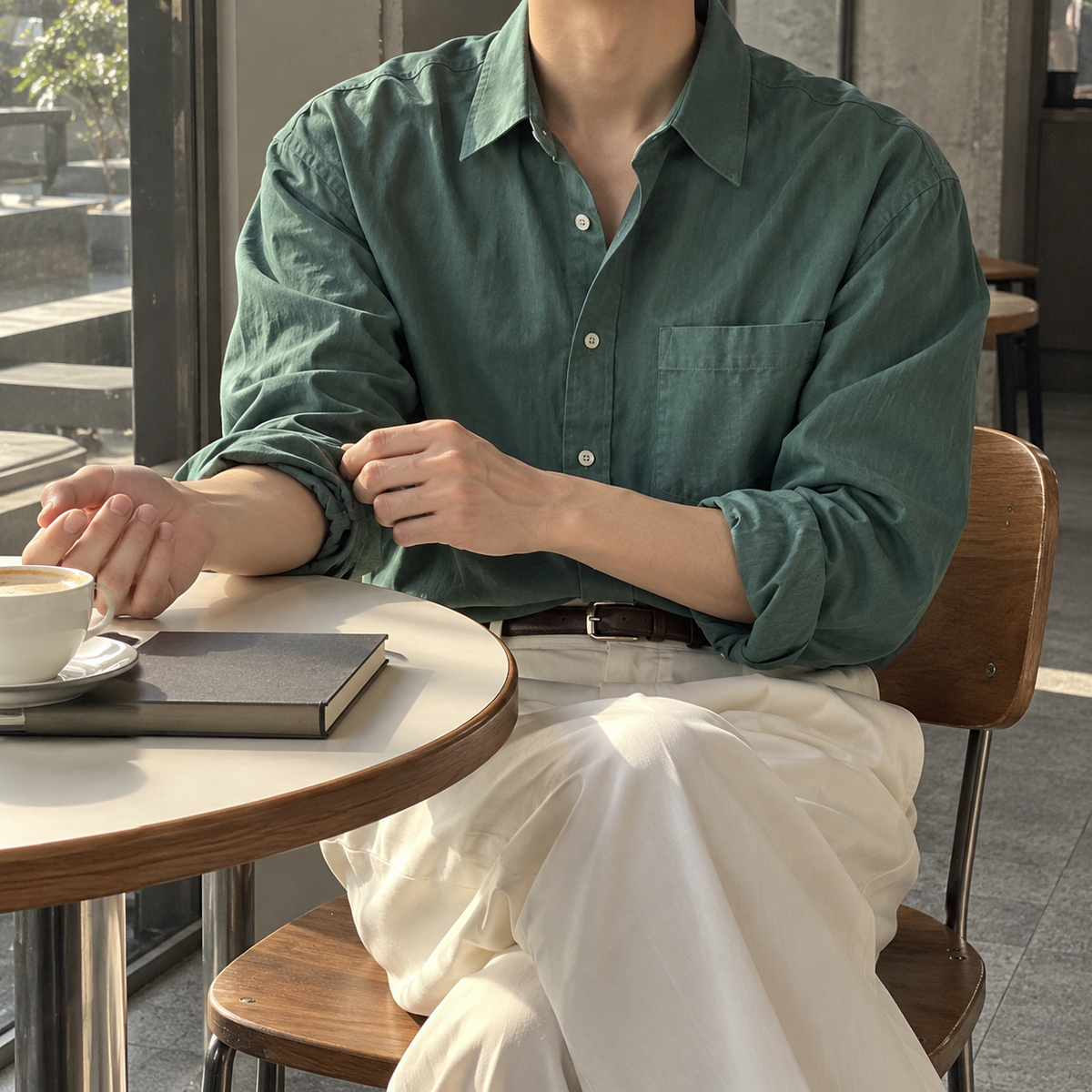Handsome lapel simple long-sleeved knit