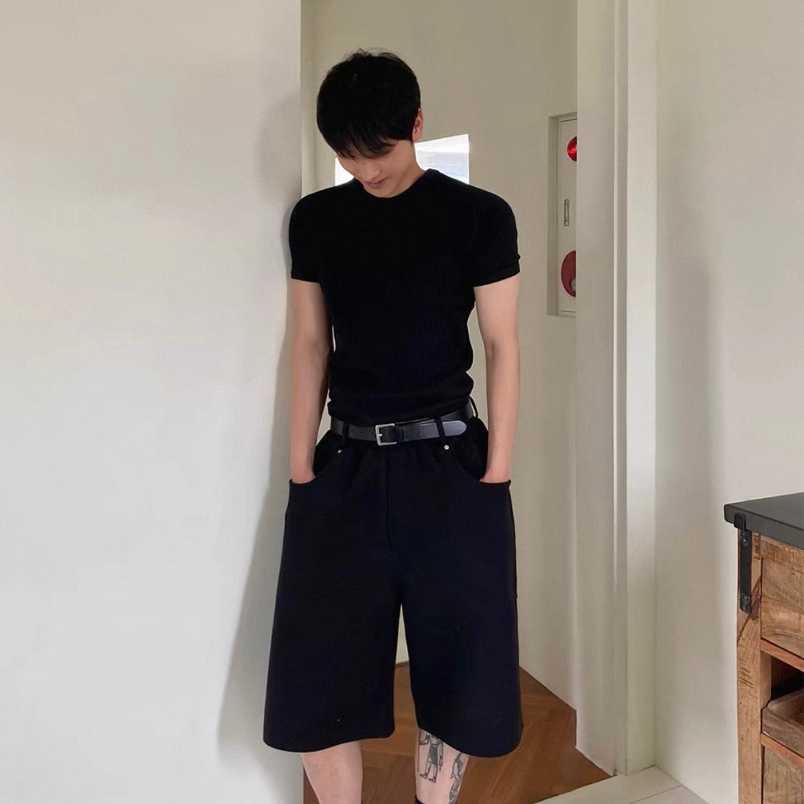 Textured Ribbed Slim-Fit T-Shirt