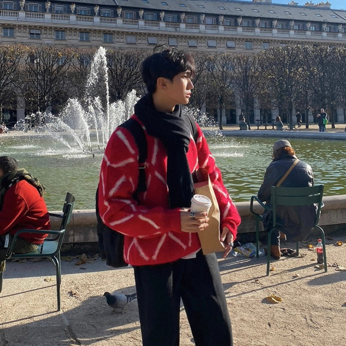 Plaid Knit Sweater for Couples