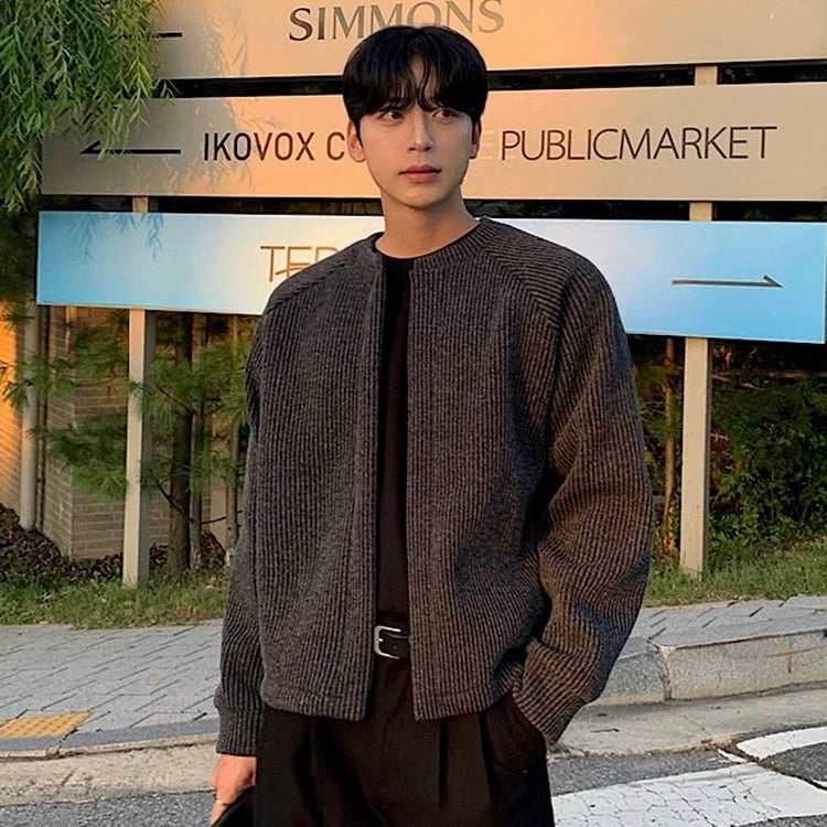 Round Neck Sweater Jacket