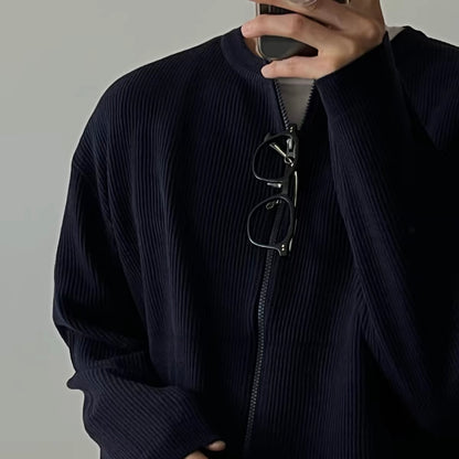 Ribbed Zip-Up Cardigan