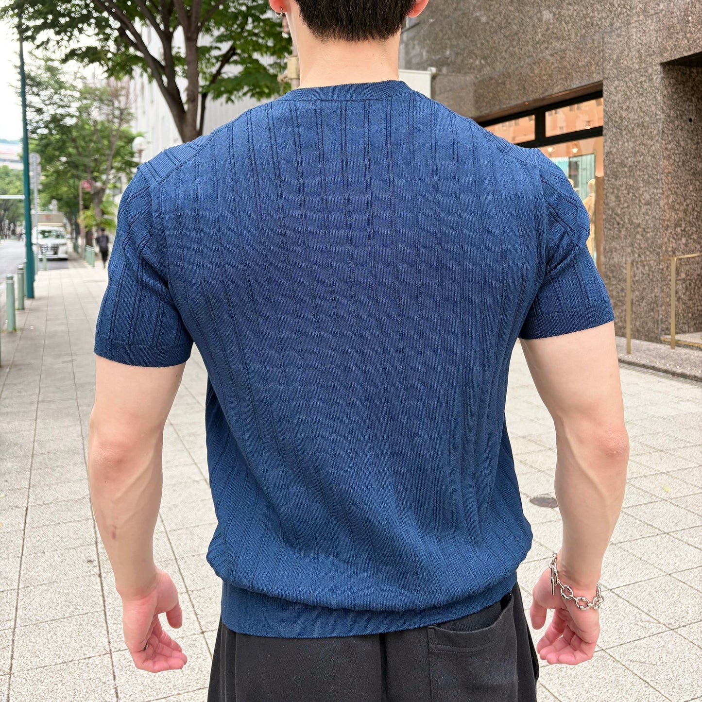 Men's Textured Wool Stripe T-Shirt